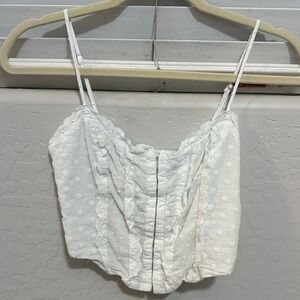 White Lace Trimmed Women's Top